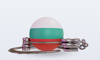 3d handcuff Bulgaria flag rendering front view