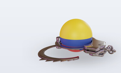 3d handcuff Colombia flag rendering right view