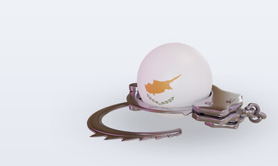 Fototapeta premium 3d handcuff Cyprus flag rendering right view