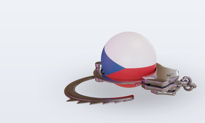 3d handcuff Czech Republic flag rendering right view