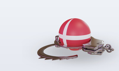 3d handcuff Denmark flag rendering right view