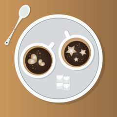 Vector image of coffee cup and spoon
