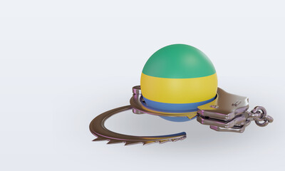 3d handcuff Gabon flag rendering right view