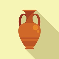 Ancient vase auction icon flat vector. Sell price