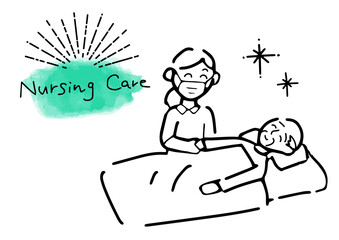 介護のシンブル線画イラスト