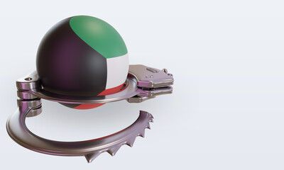 Fototapeta premium 3d handcuff Kuwait flag rendering left view