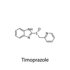 Timoprazole molecular structure, flat skeletal chemical formula. Proton pump inhibitor drug used to treat . Vector illustration.