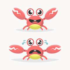happy and sad crab cartoon vector image