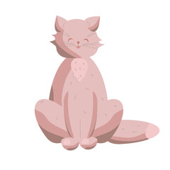 Pastel sitting cat. Vector illustration