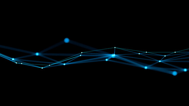 Blue abstract digital technology background with network connection lines.,3d model and illustration.