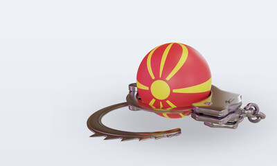 3d handcuff North Macedonia flag rendering right view