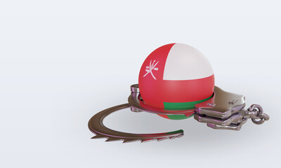 3d handcuff Oman flag rendering right view