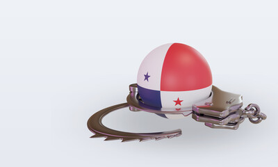 3d handcuff Panama flag rendering right view