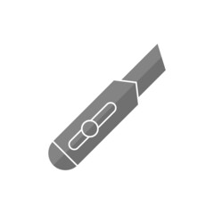 Cutter knife grey flat vector icon