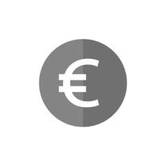 Euro coin grey flat vector icon