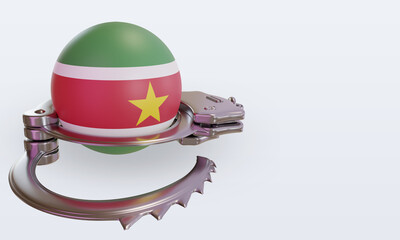 3d handcuff Suriname flag rendering left view