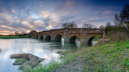 Fototapeta premium White Mill Bridge over the River Stour near Sturminster Marshall, UK