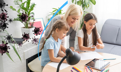 family with virtual barrier as virus protection