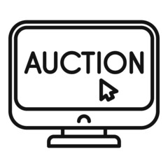 Online pc auction icon outline vector. Price sell