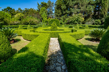 Sunny summer day view from the botanical garden called Giardino Botanico La Cutura S.r.l., Contrada Cutura, Giuggianello LE, region of Lecce, Italy