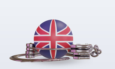 3d handcuff United Kingdom flag rendering front view