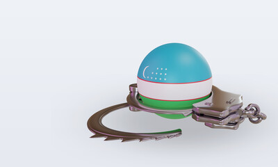 Fototapeta premium 3d handcuff Uzbekistan flag rendering right view