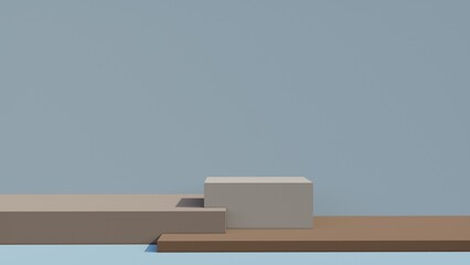 Geomatrical pedestal for cosmetics and products promotion blank tamplate concept. Abstract minimalistic background. Pastel colors realistic 3d render. Place for text, copy space, text area