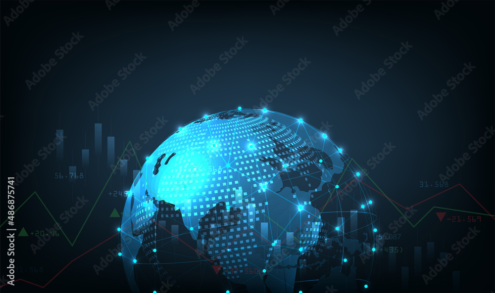Poster world economic idea design.business candle stick graph chart of stock market investment trading.worl