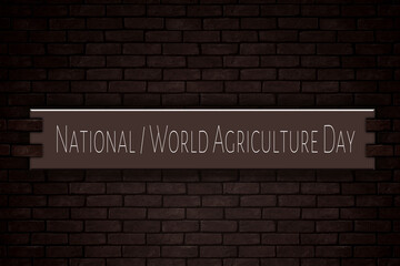 March month, day of March. National / World Agriculture Day, on Bricks Background