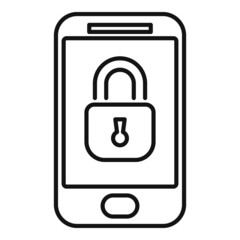 Locked money transfer icon outline vector. Online pay