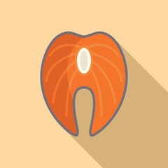 Fresh sea fish icon flat vector. Seafood food