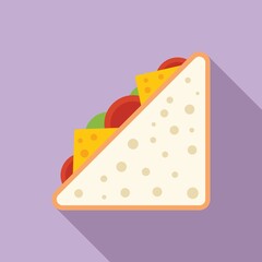 Breakfast sandwich icon flat vector. Food meal
