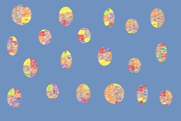 Happy colors autumn leaves on blue background