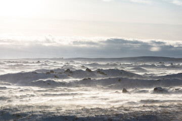 Fototapeta premium Winter landscape near Hella - South Iceland
