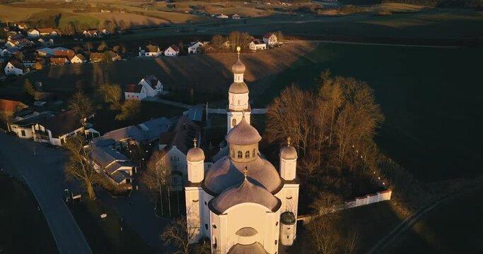 Overflying Maria Birnbaum near Aichach in beautiful sundown lighting