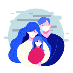 Family protect their kid from virus COVID-19.