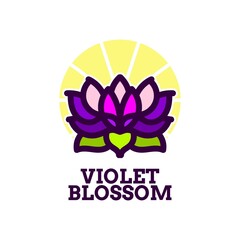 violet blossom flora flower nature logo concept design illustration