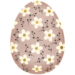 Watercolor Happy Easter egg with pattern. Stock illustration.