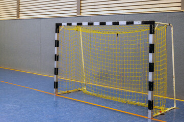 Handballtor in einer modernen Sporthalle © Ralf Geithe