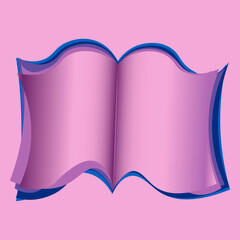 Illustration on a square background - open book, reading, literature. Design element of books, notebooks, postcards, interior items. Wallpapers, textiles, packaging, background for a website, mobile