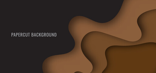 Abstract brown papercut pattern on black background.