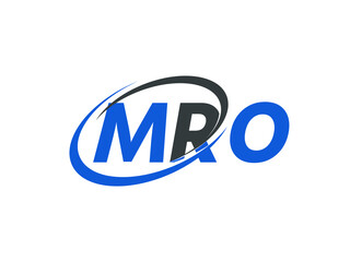 MRO letter creative modern elegant swoosh logo design - obrazy, fototapety, plakaty
