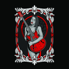 guitar girl illustration