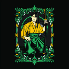 samurai girl illustration