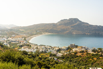Naklejka premium Greek holidays - beautiful Kalyves village with turquoise sea. Crete island