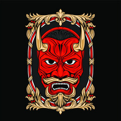 japanese oni mask illustration