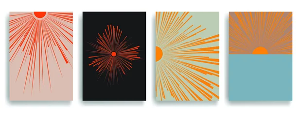 Foto op Plexiglas Moderne poster met minimalistische designelementen. Grunge getextureerde maan en boog in Boho-stijl. Kunst aan de muur, home deco. Vector abstracte vorm. © miloje