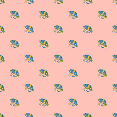 Chameleon seamless pattern. Background of tropical lizard.