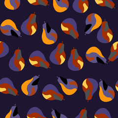 Creative pears seamless pattern. Abstract summer fruit background.