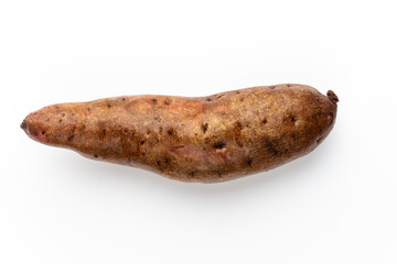 Purple ube, yams on isolated white background.